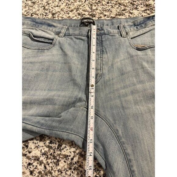 Zanerobe Mens Skinny Fit Jeans 38x32 Light Wash Denim Knee Panel Button Fly Y2K - Picture 3 of 10